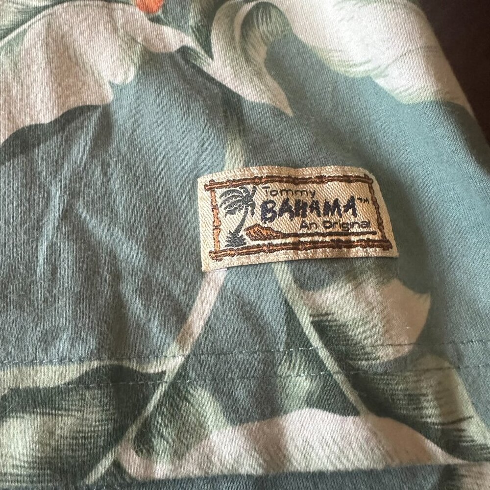 Tommy Bahama Men's Shirt XL Green Floral Hawaiian Camp Polo Retro Tropical VTG - Picture 2 of 3